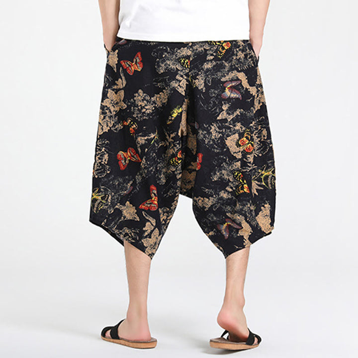 Buddha Stones Sommerliche Boho-Caprihose mit Kordelzug, abstraktem geometrischem Muster und Tasche - image 27