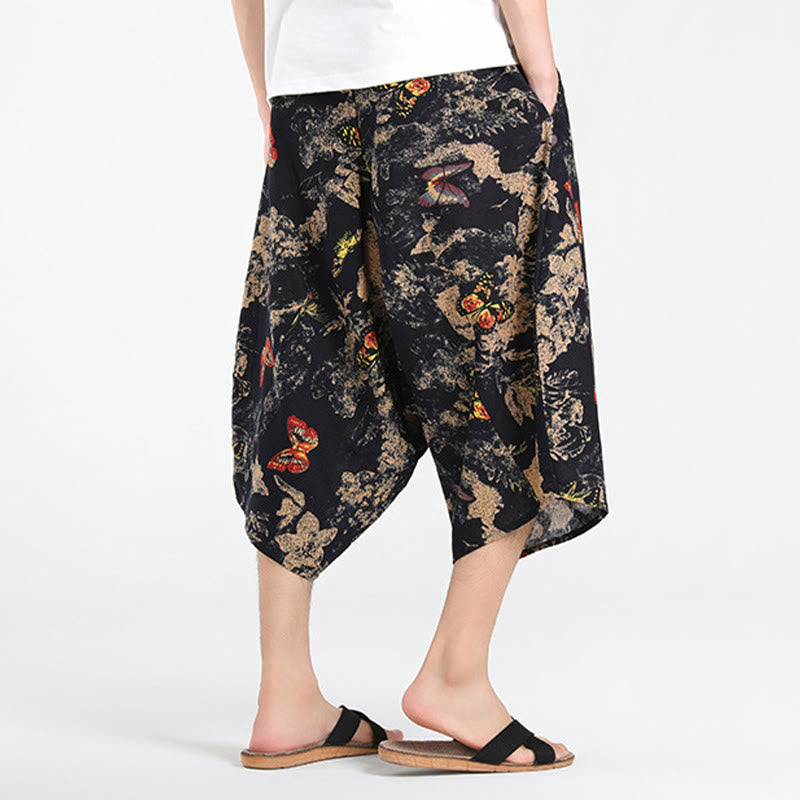 Buddha Stones Sommerliche Boho-Caprihose mit Kordelzug, abstraktem geometrischem Muster und Tasche - image 28