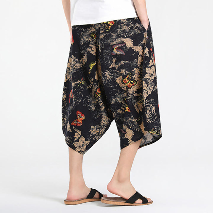 Buddha Stones Sommerliche Boho-Caprihose mit Kordelzug, abstraktem geometrischem Muster und Tasche - image 28