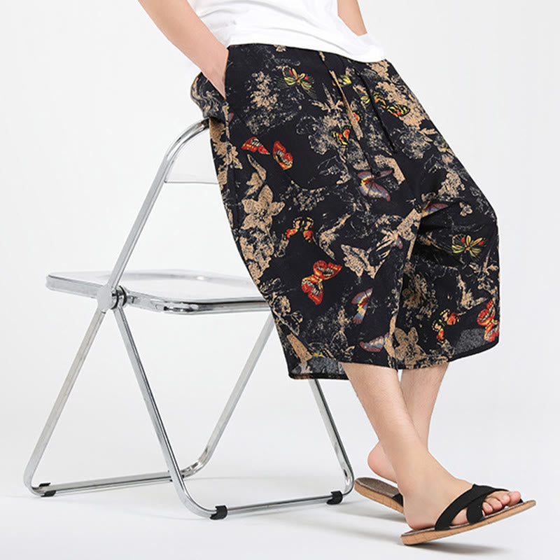 Buddha Stones Sommerliche Boho-Caprihose mit Kordelzug, abstraktem geometrischem Muster und Tasche - image 30