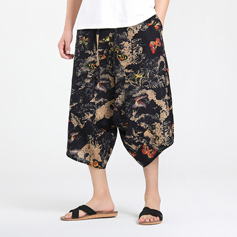 Buddha Stones Sommerliche Boho-Caprihose mit Kordelzug, abstraktem geometrischem Muster und Tasche - image 26