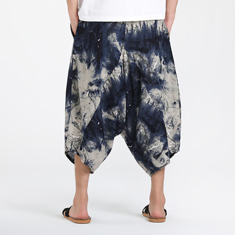 Buddha Stones Sommerliche Boho-Caprihose mit Kordelzug, abstraktem geometrischem Muster und Tasche - image 35