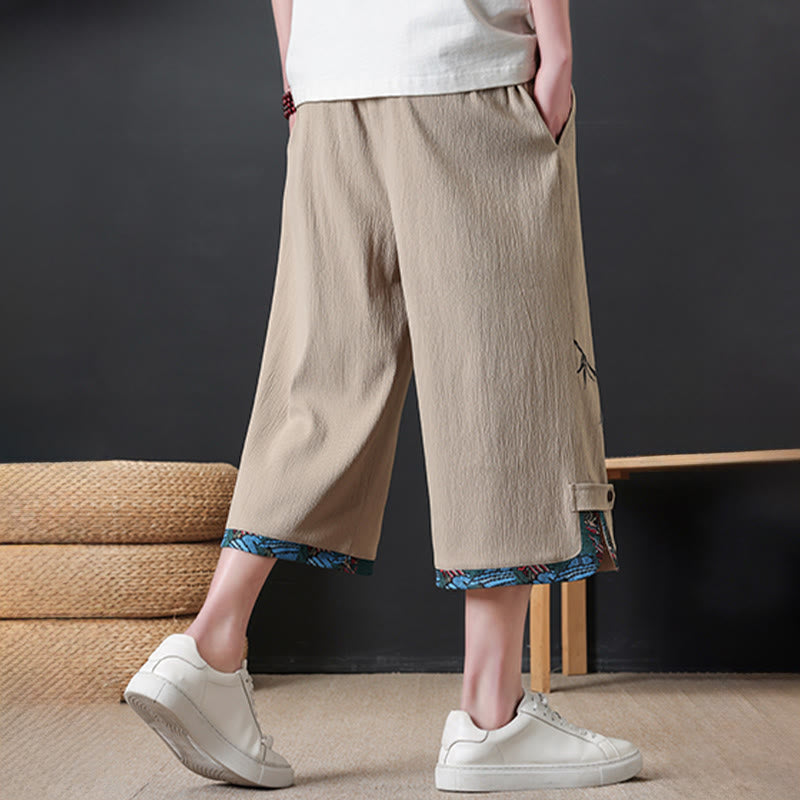 Buddha Stones Sommerliche Tang Style Freizeithose mit Kordelzug und Bambusprint, gerades Bein, mit Tasche - image 11