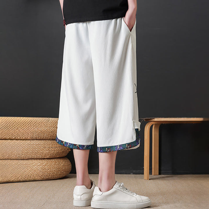 Buddha Stones Sommerliche Tang Style Freizeithose mit Kordelzug und Bambusprint, gerades Bein, mit Tasche - image 17