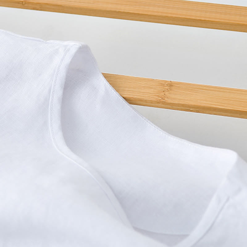 Buddha Stones Lässiges, minimalistisches Sommer-T-Shirt für Herren mit Rundhalsausschnitt, kurzen Ärmeln und aufgesetzter Tasche - image 9