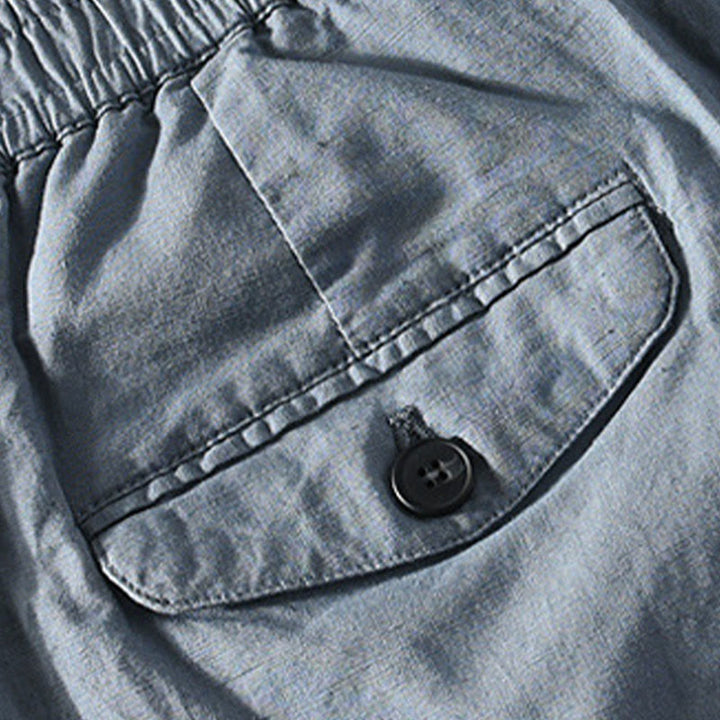 Buddha Stones Lässige, minimalistische Herrenshorts mit Knopf und Reißverschluss aus Baumwoll-Leinen-Mischgewebe für Frühling und Sommer mit Tasche – ideal für Frühling und Sommer. - image 19