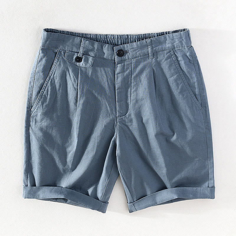 Buddha Stones Lässige, minimalistische Herrenshorts mit Knopf und Reißverschluss aus Baumwoll-Leinen-Mischgewebe für Frühling und Sommer mit Tasche – ideal für Frühling und Sommer. - Hellstahlblau - US/ UK/AU42, EU52 (3XL) - image 17