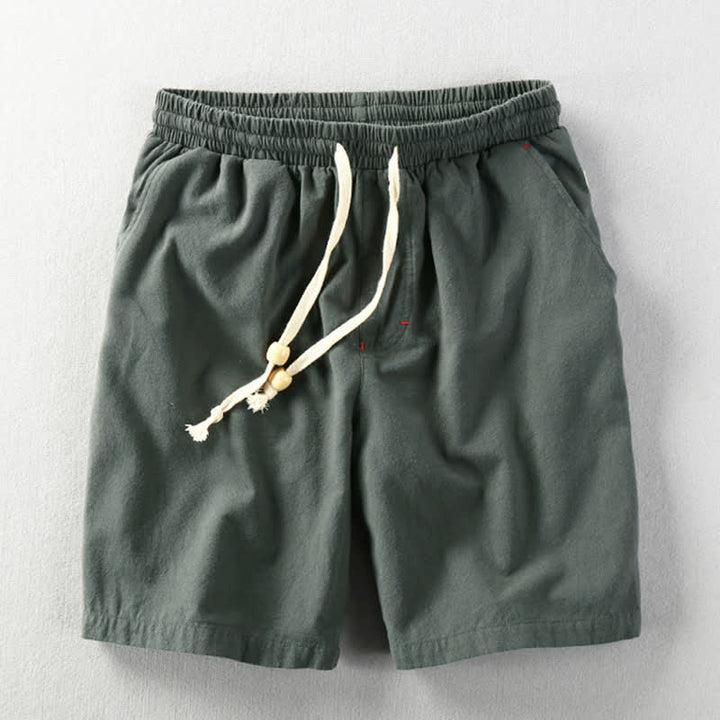 Buddha Stones Lässige, minimalistische Sommer-Shorts für Herren aus Baumwoll-Leinen-Mischgewebe mit Kordelzug und Taschen - Dunkelgrün - US/ UK/AU48, EU58 (6XL) - image 16