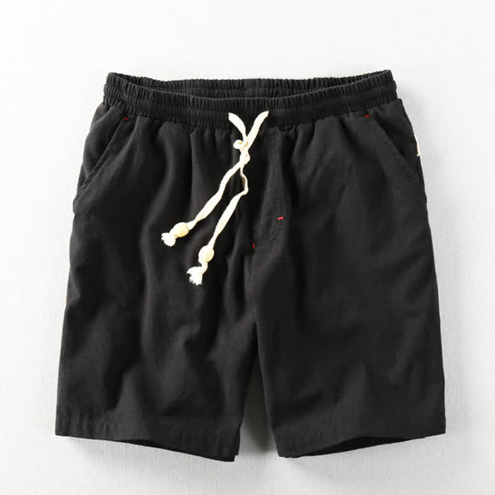 Buddha Stones Lässige, minimalistische Sommer-Shorts für Herren aus Baumwoll-Leinen-Mischgewebe mit Kordelzug und Taschen - Schwarz - US/ UK/AU48, EU58 (6XL) - image 8