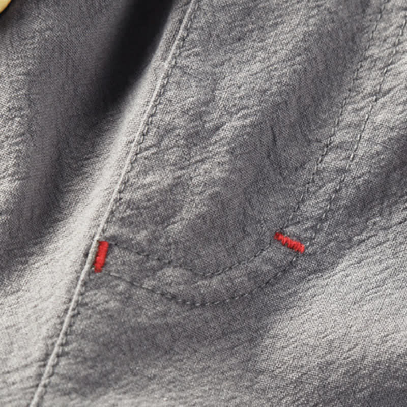 Buddha Stones Lässige, minimalistische Sommer-Shorts für Herren aus Baumwoll-Leinen-Mischgewebe mit Kordelzug und Taschen - image 4