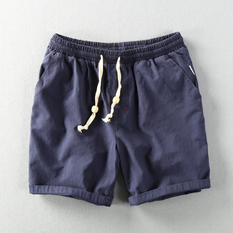 Buddha Stones Lässige, minimalistische Sommer-Shorts für Herren aus Baumwoll-Leinen-Mischgewebe mit Kordelzug und Taschen - Mitternachtsblau - US/ UK/AU48, EU58 (6XL) - image 9