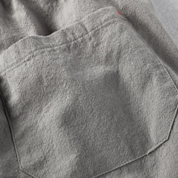 Buddha Stones Lässige, minimalistische Sommer-Shorts für Herren aus Baumwoll-Leinen-Mischgewebe mit Kordelzug und Taschen - image 6