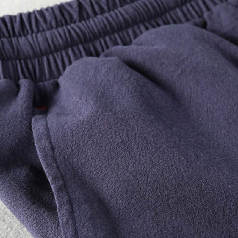 Buddha Stones Lässige, minimalistische Sommer-Shorts für Herren aus Baumwoll-Leinen-Mischgewebe mit Kordelzug und Taschen - image 11