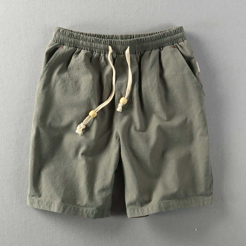 Buddha Stones Lässige, minimalistische Sommer-Shorts für Herren aus Baumwoll-Leinen-Mischgewebe mit Kordelzug und Taschen - Dunkelolivgrün - US/ UK/AU48, EU58 (6XL) - image 14