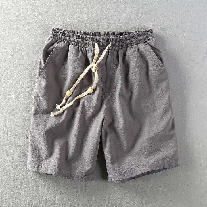 Buddha Stones Lässige, minimalistische Sommer-Shorts für Herren aus Baumwoll-Leinen-Mischgewebe mit Kordelzug und Taschen - Dunkelgrau - US/ UK/AU48, EU58 (6XL) - image 12