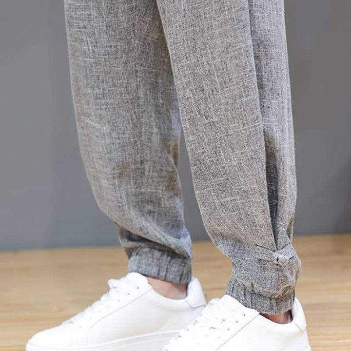 Buddha Stones Lässige, minimalistische Herren-Cropped-Hose mit Kordelzug und elastischem Bund für Frühling und Sommer mit Tasche - image 11