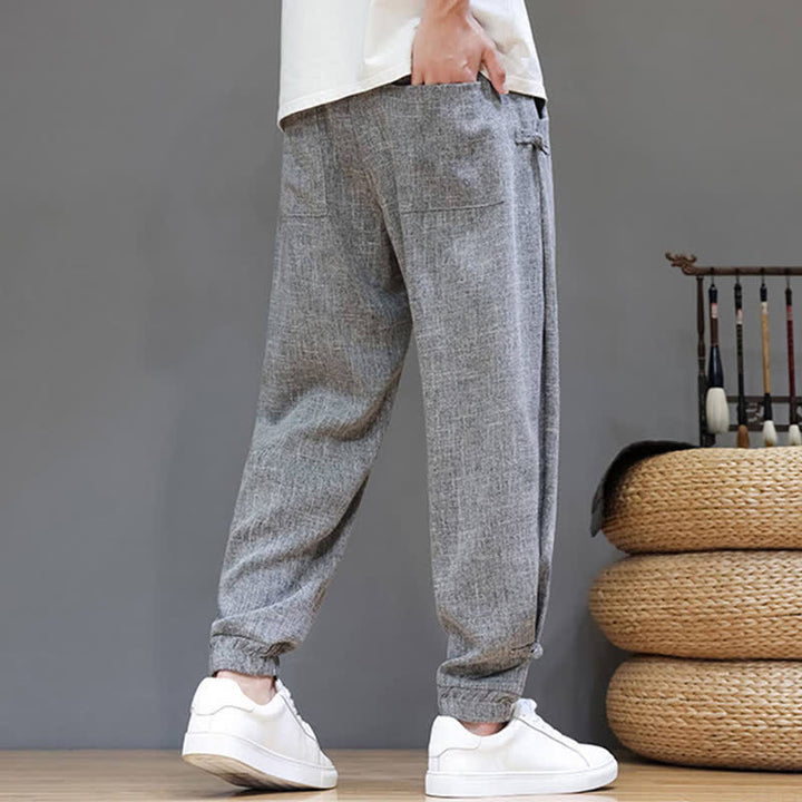 Buddha Stones Lässige, minimalistische Herren-Cropped-Hose mit Kordelzug und elastischem Bund für Frühling und Sommer mit Tasche - image 4