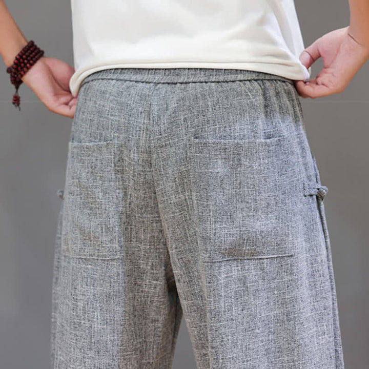 Buddha Stones Lässige, minimalistische Herren-Cropped-Hose mit Kordelzug und elastischem Bund für Frühling und Sommer mit Tasche - image 10