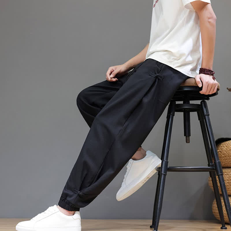 Buddha Stones Lässige, minimalistische Herren-Cropped-Hose mit Kordelzug und elastischem Bund für Frühling und Sommer mit Tasche - image 20