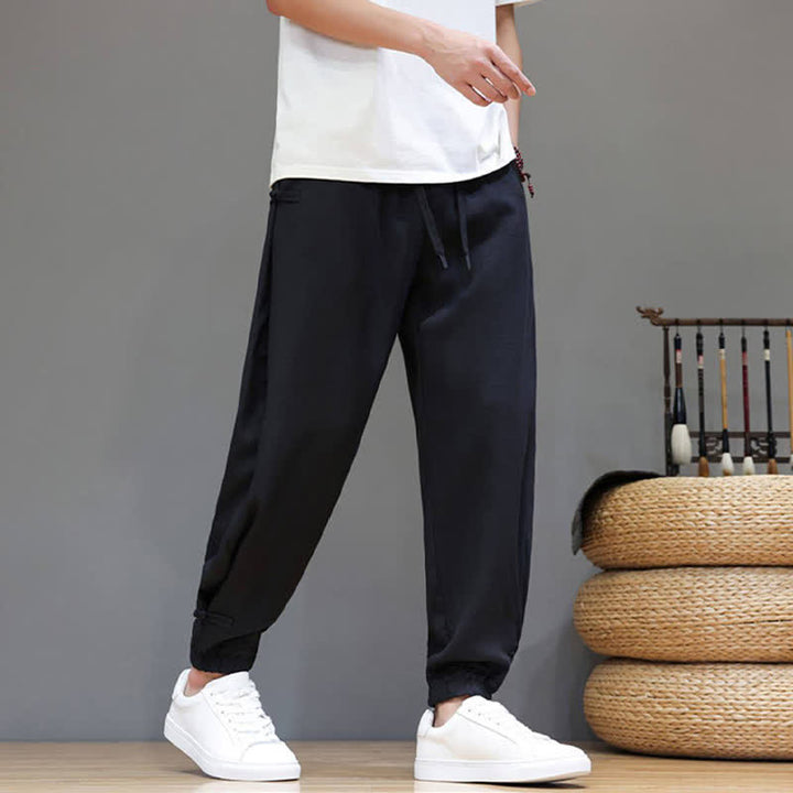 Buddha Stones Lässige, minimalistische Herren-Cropped-Hose mit Kordelzug und elastischem Bund für Frühling und Sommer mit Tasche - image 18