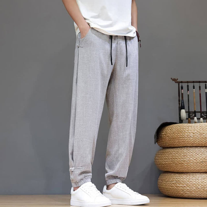 Buddha Stones Lässige, minimalistische Herren-Cropped-Hose mit Kordelzug und elastischem Bund für Frühling und Sommer mit Tasche - image 28