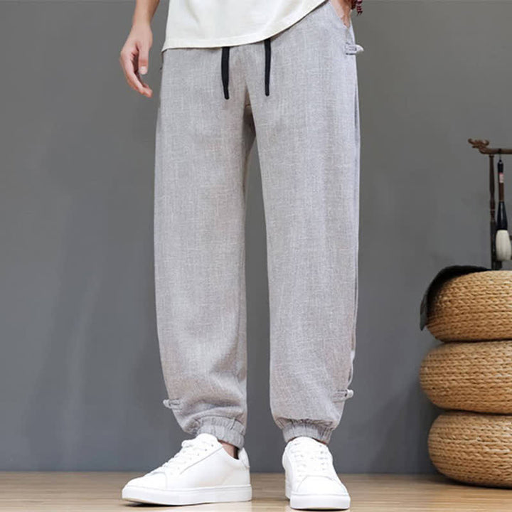 Buddha Stones Lässige, minimalistische Herren-Cropped-Hose mit Kordelzug und elastischem Bund für Frühling und Sommer mit Tasche - image 27