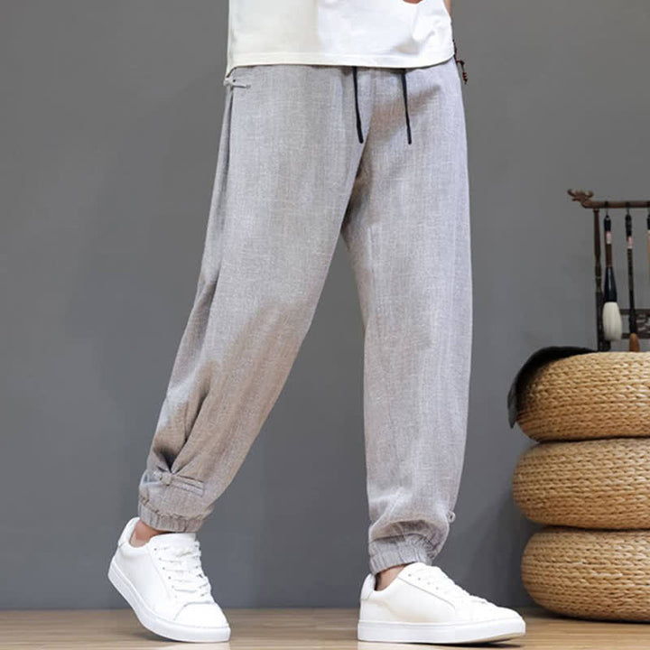 Buddha Stones Lässige, minimalistische Herren-Cropped-Hose mit Kordelzug und elastischem Bund für Frühling und Sommer mit Tasche - image 24