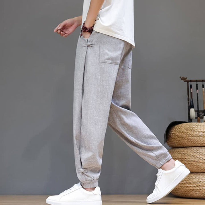 Buddha Stones Lässige, minimalistische Herren-Cropped-Hose mit Kordelzug und elastischem Bund für Frühling und Sommer mit Tasche - image 26