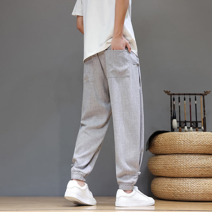 Buddha Stones Lässige, minimalistische Herren-Cropped-Hose mit Kordelzug und elastischem Bund für Frühling und Sommer mit Tasche - image 25