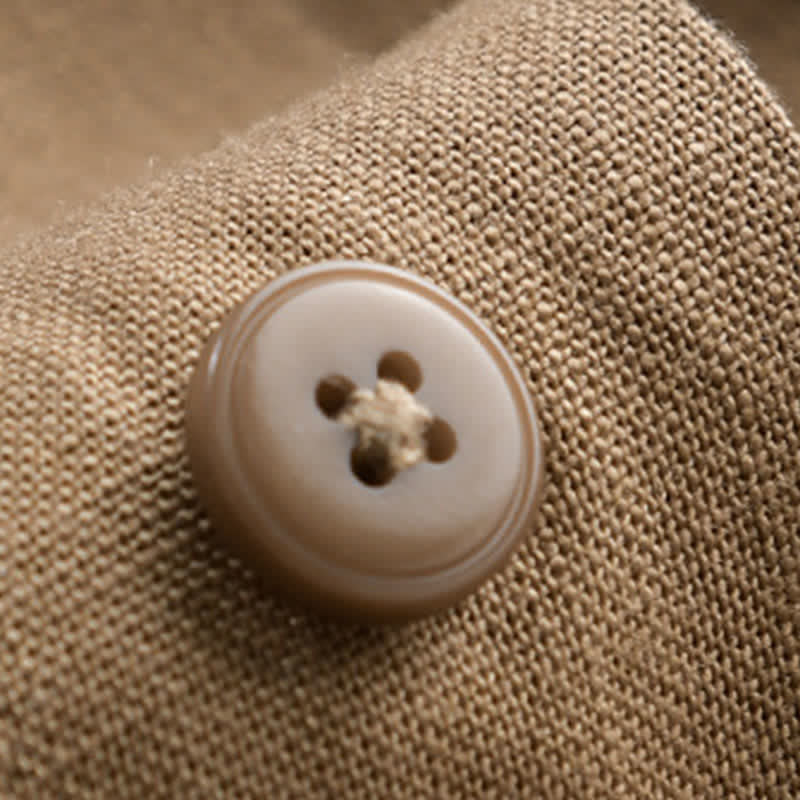 Buddha Stones Lässiges, minimalistisches Kurzarmhemd für Herren mit Stehkragen und Knopfleiste – einfarbig - image 3