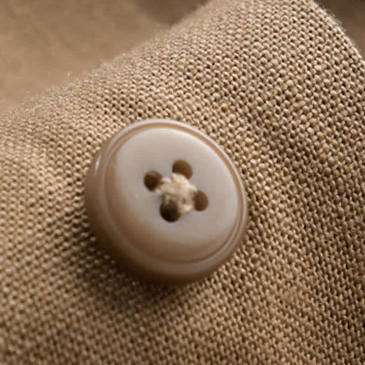 Buddha Stones Lässiges, minimalistisches Kurzarmhemd für Herren mit Stehkragen und Knopfleiste – einfarbig - image 3