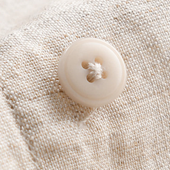 Buddha Stones Lässiges, minimalistisches Kurzarmhemd für Herren mit Stehkragen und Knopfleiste – einfarbig - image 13