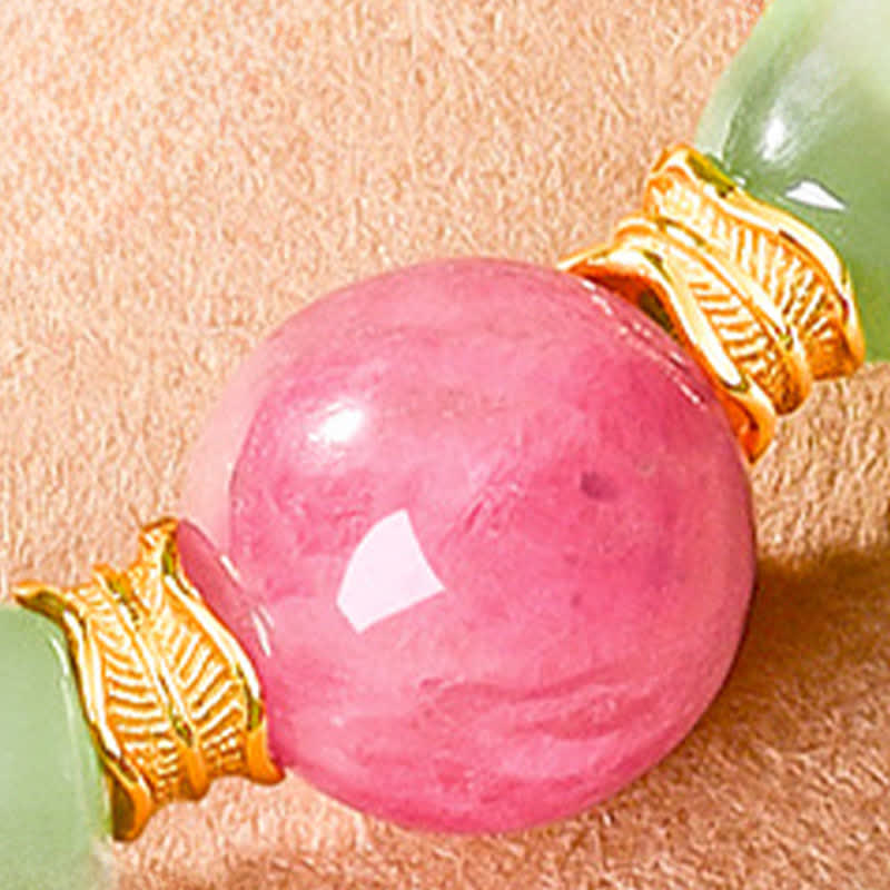 Buddha Stones Jade Glücksarmband mit runden Rhodonitperlen - image 9