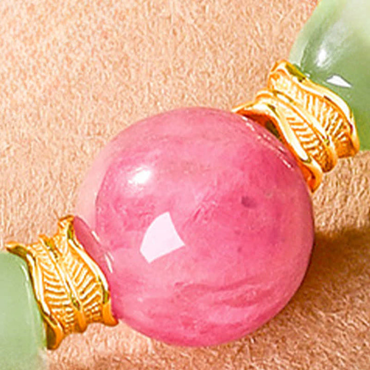 Buddha Stones Jade Glücksarmband mit runden Rhodonitperlen - image 9