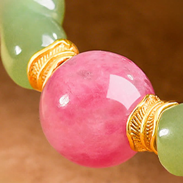 Buddha Stones Jade Glücksarmband mit runden Rhodonitperlen - image 8