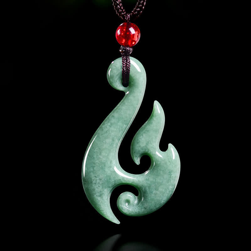 Buddha Stones Halskette mit spiralförmigem Anhänger aus natürlichem Jade - Natürlicher Jade (Farbe kann variieren) - 40,5 × 4,5 × 23,5 mm - image 0