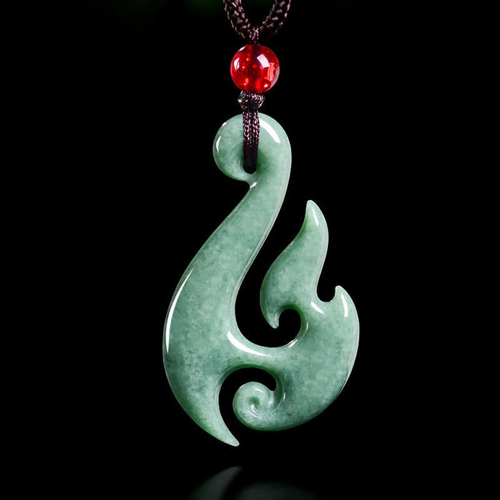 Buddha Stones Halskette mit spiralförmigem Anhänger aus natürlichem Jade - Natürlicher Jade (Farbe kann variieren) - 40,5 × 4,5 × 23,5 mm - image 0