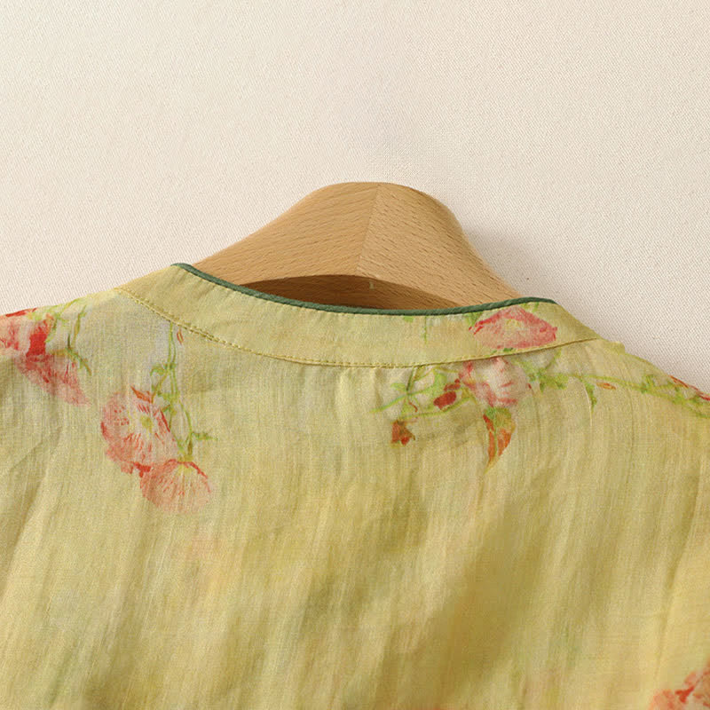 Buddha Stones Sommerliches ärmelloses Tanktop im Vintage-Stil mit Froschknopf und Orchideenmuster für Damen – Tang Style - image 33