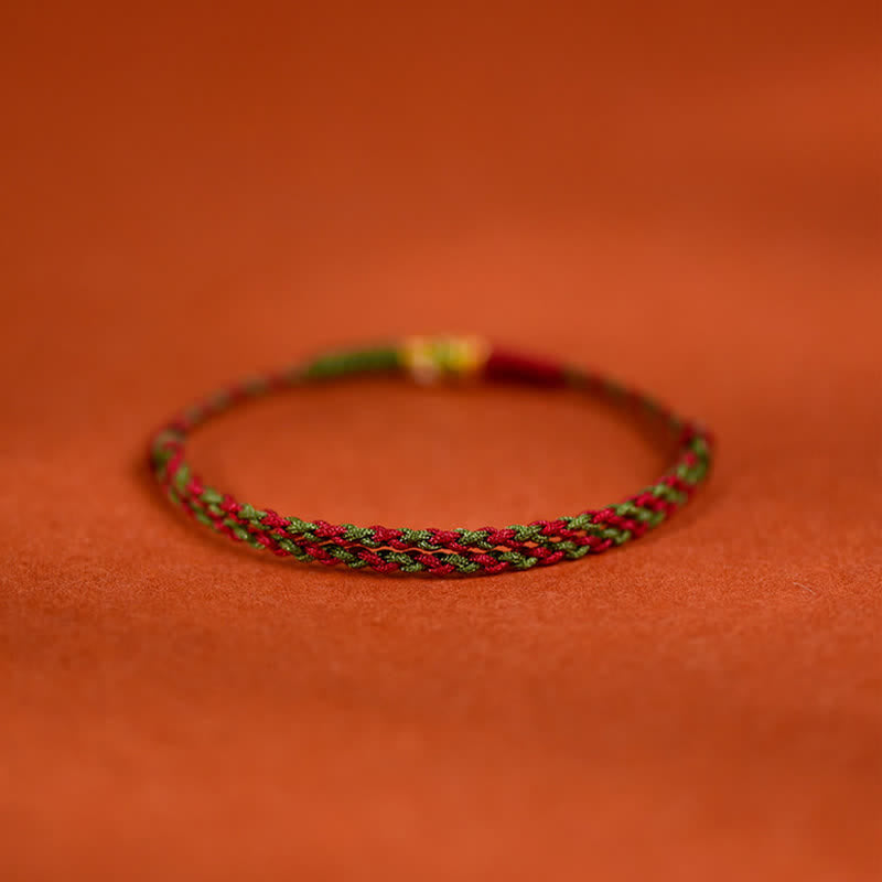 Buddha Stones Armband und Fußkettchen aus 999er Gold, geflochten, bunt rot-grün, mit Koi-Fisch-Motiv - image 9