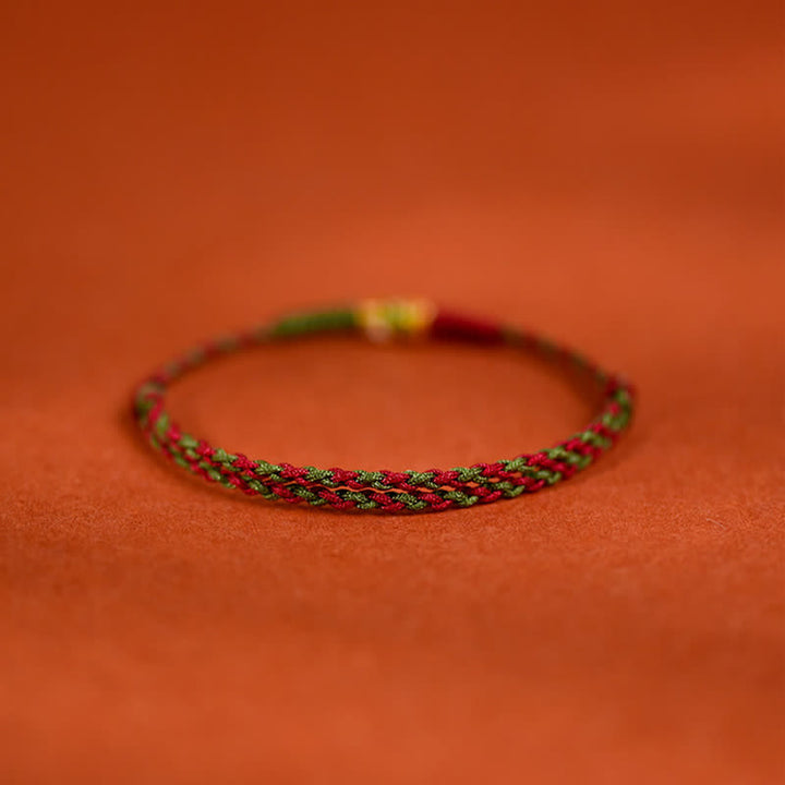 Buddha Stones Armband und Fußkettchen aus 999er Gold, geflochten, bunt rot-grün, mit Koi-Fisch-Motiv - image 9