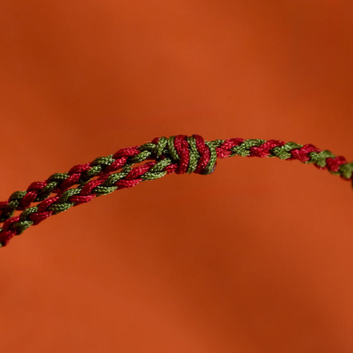 Buddha Stones Armband und Fußkettchen aus 999er Gold, geflochten, bunt rot-grün, mit Koi-Fisch-Motiv - image 20