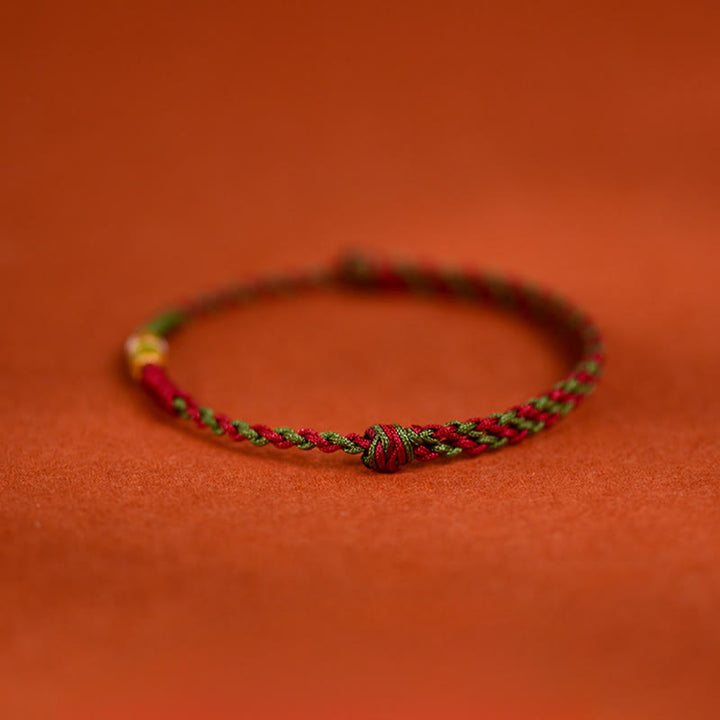 Buddha Stones Armband und Fußkettchen aus 999er Gold, geflochten, bunt rot-grün, mit Koi-Fisch-Motiv - image 15