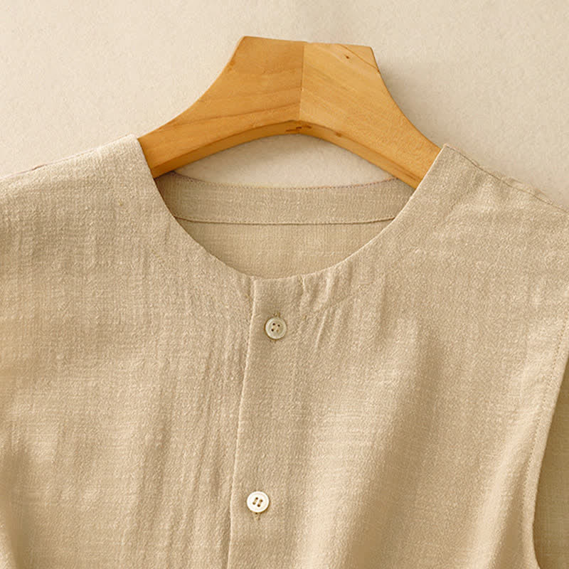 Buddha Stones Lässiges, minimalistisches Tanktop mit Knopfleiste für Damen – ärmellos - image 2
