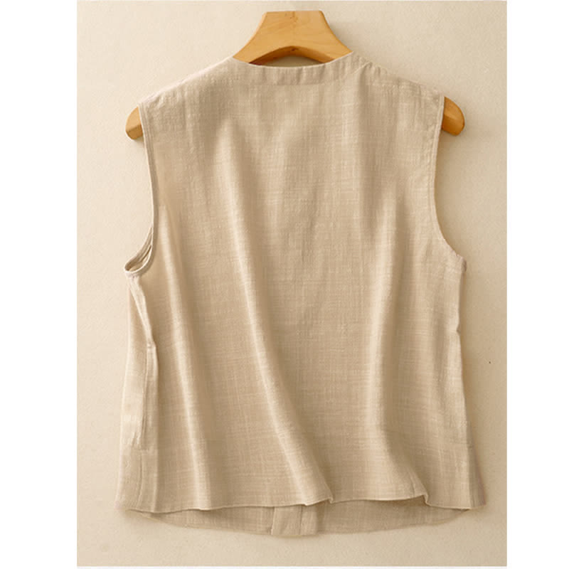 Buddha Stones Lässiges, minimalistisches Tanktop mit Knopfleiste für Damen – ärmellos - image 1