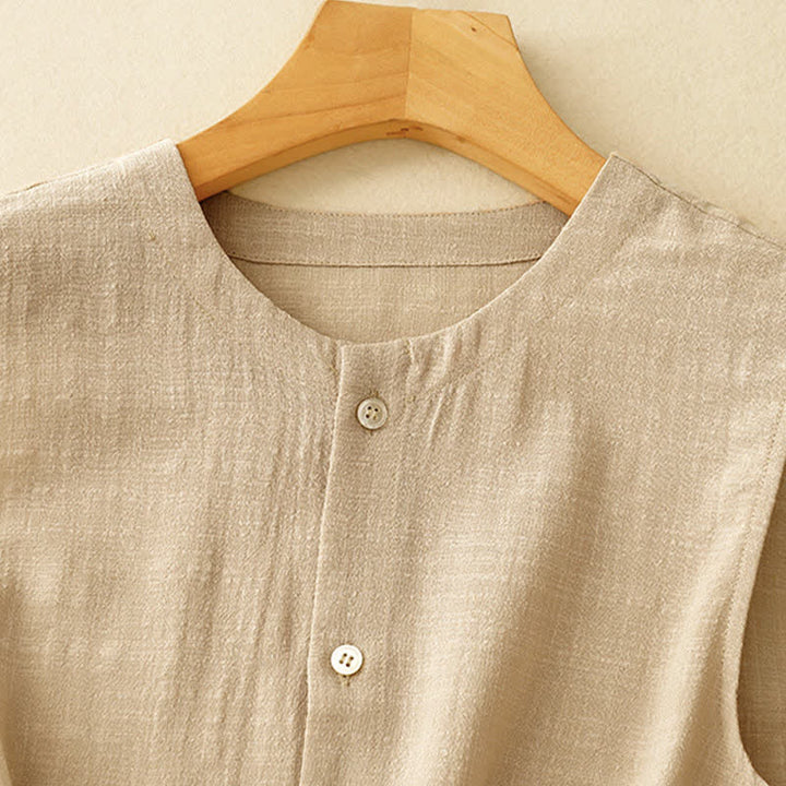 Buddha Stones Lässiges, minimalistisches Tanktop mit Knopfleiste für Damen – ärmellos - image 3