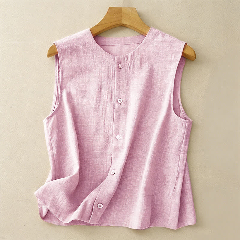 Buddha Stones Lässiges, minimalistisches Tanktop mit Knopfleiste für Damen – ärmellos - Lavendel-Rouge - US8-10, UK/AU12-14, EU40-42 (2XL) - image 12