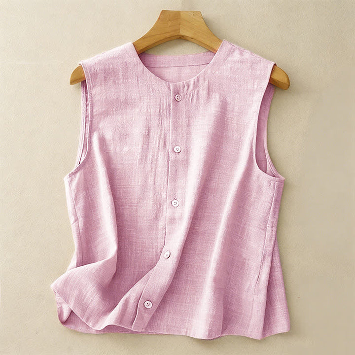 Buddha Stones Lässiges, minimalistisches Tanktop mit Knopfleiste für Damen – ärmellos - Lavendel-Rouge - US8-10, UK/AU12-14, EU40-42 (2XL) - image 12