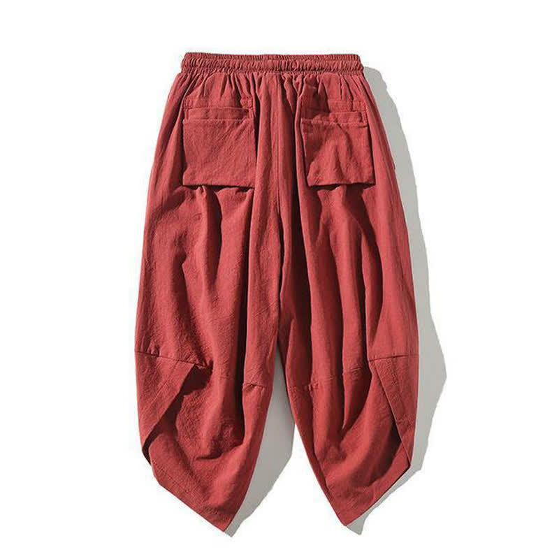 Buddha Stones Sommerliche Tang Style Caprihose mit Koi-Fisch-Motiv, Kordelzug, Herren-Haremshose mit Tasche - image 1