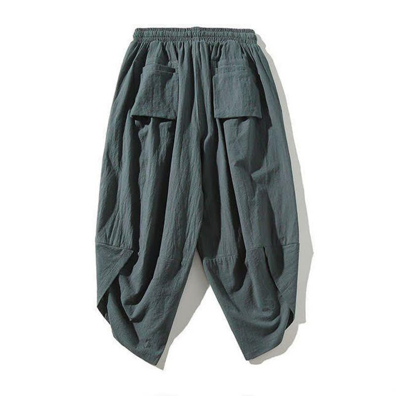 Buddha Stones Sommerliche Tang Style Caprihose mit Koi-Fisch-Motiv, Kordelzug, Herren-Haremshose mit Tasche - image 15