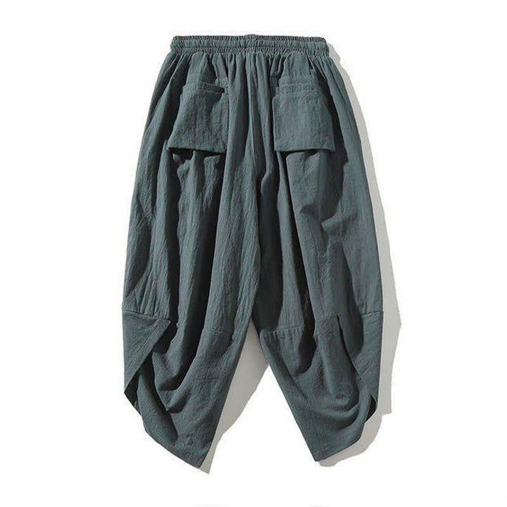 Buddha Stones Sommerliche Tang Style Caprihose mit Koi-Fisch-Motiv, Kordelzug, Herren-Haremshose mit Tasche - image 15